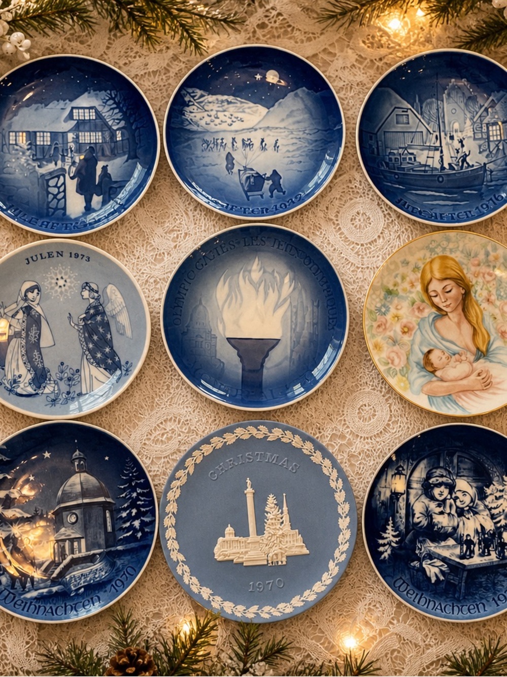 Vintage Christmas Collector Plates Lot 9 Mixed Wedgwood Bing Limoges